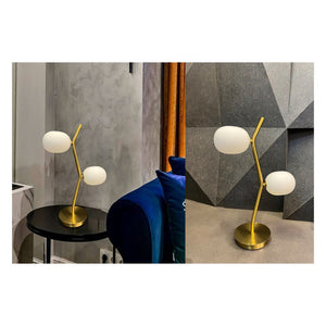 JS-GL-1130-TL - Antique Brass Metal & Glass Modern Table Lamp