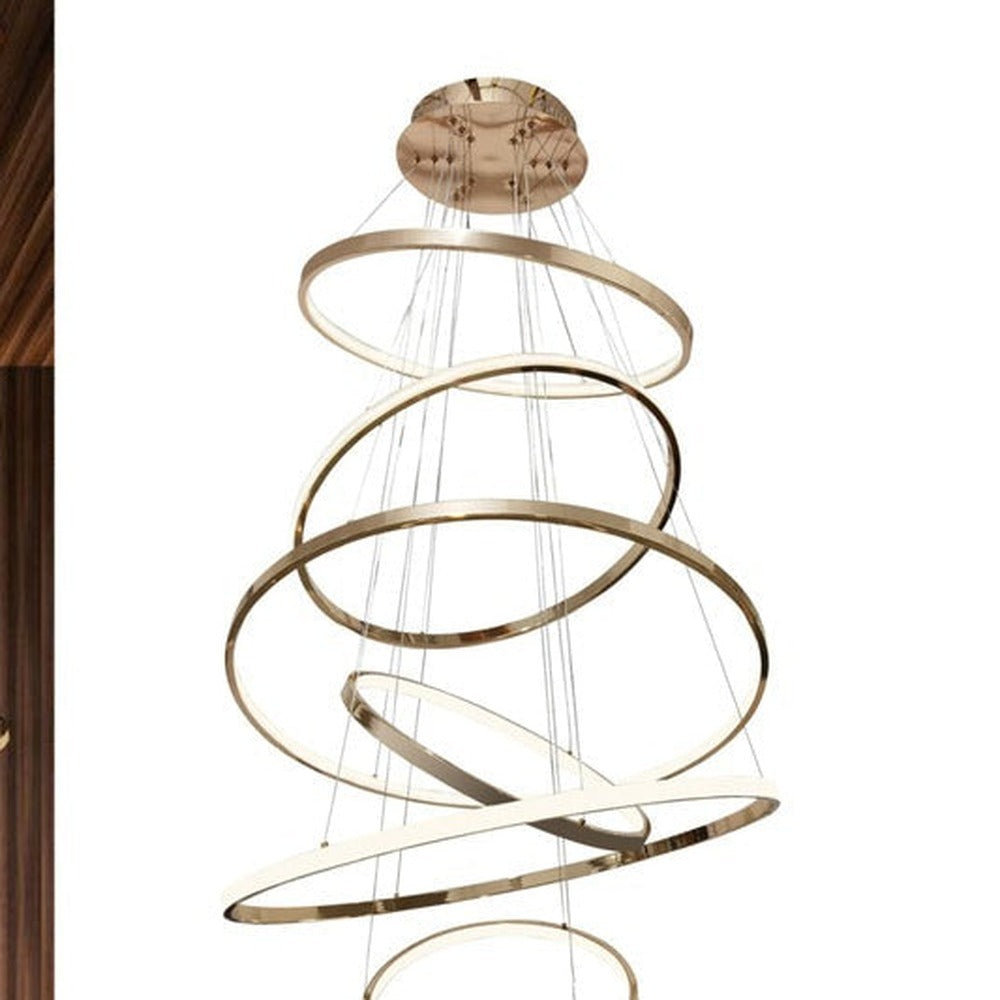 JS-GL-1163-6RG - Rose Gold Metal & Acrylic Modern Hanging Light