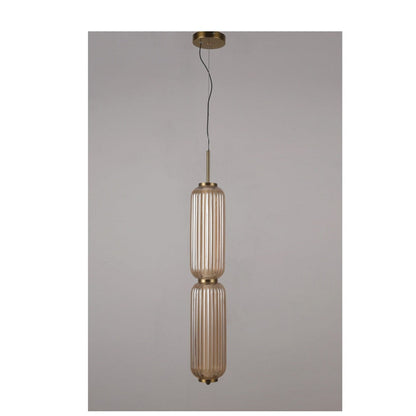 JS-GL-12303-1 - Antique Brass Metal & Glass Led Hanging Light
