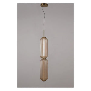 JS-GL-12303-1 - Antique Brass Metal & Glass Led Hanging Light