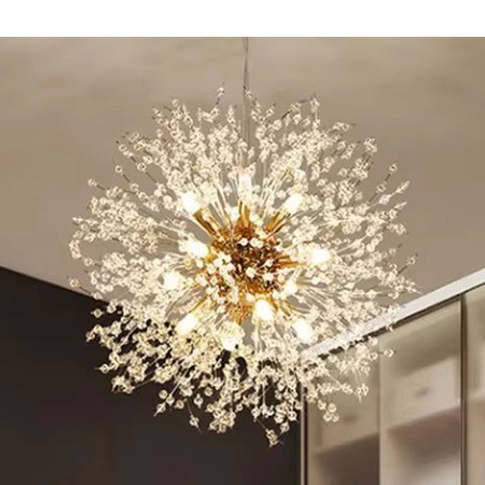JS-GL-12410-50 - French Gold Metal & Crystals Crystal Hanging Light