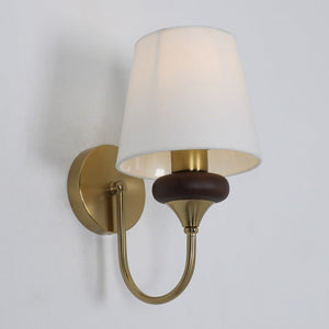 JS-GL-12565 - Antique Brass Metal & Wood & Shade Wooden Wall Light