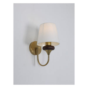 JS-GL-12565 - Antique Brass Metal & Wood & Shade Wooden Wall Light