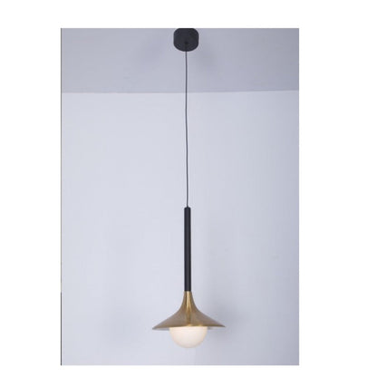 JS-GL-1266-1 - ANTIQUE BRASS & BLACK & WHITE METAL Glass Hanging Light
