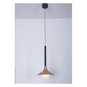 JS-GL-1266-1 - ANTIQUE BRASS & BLACK & WHITE METAL Glass Hanging Light
