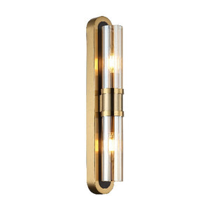 JS-GL-1285 - Antique Brass Metal & Glass Modern Wall Light