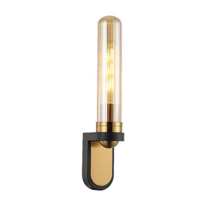 JS-GL-1321 - Antique Brass & Black Metal & Glass Modern Wall Light