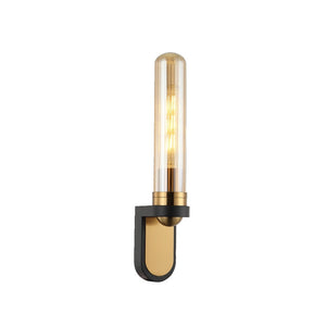 JS-GL-1321 - Antique Brass & Black Metal & Glass Modern Wall Light