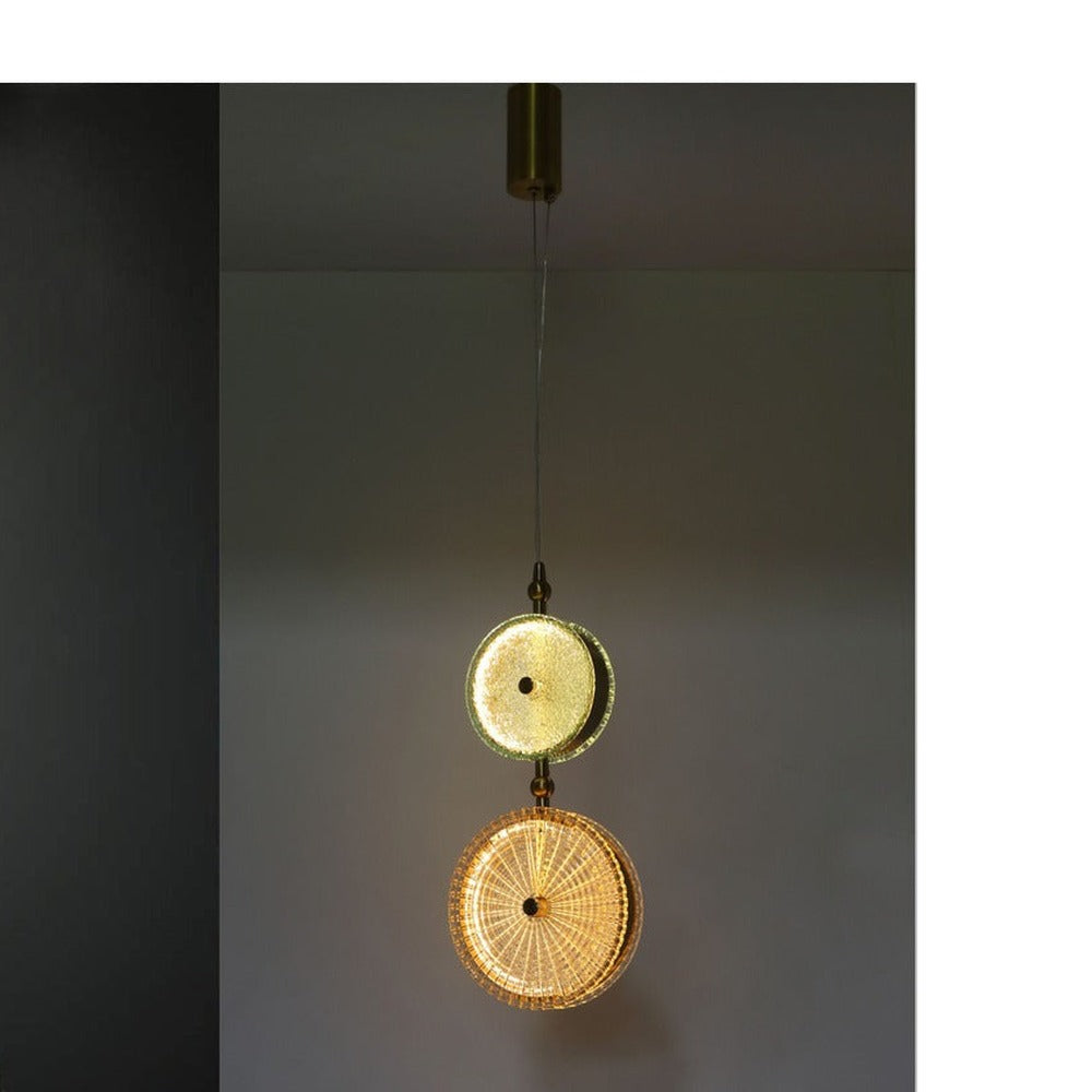 JS-GL-1479-D1 - Antique Brass Metal Glass Hanging Light