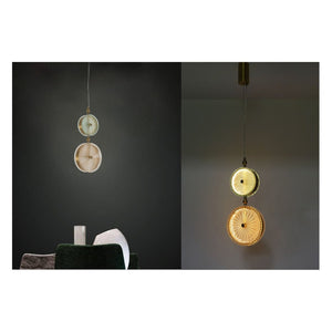 JS-GL-1479-D1 - Antique Brass Metal Glass Hanging Light