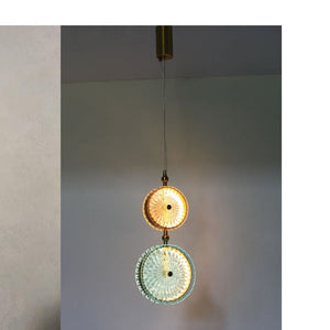 JS-GL-1479-D2 - Antique Brass Metal Glass Hanging Light