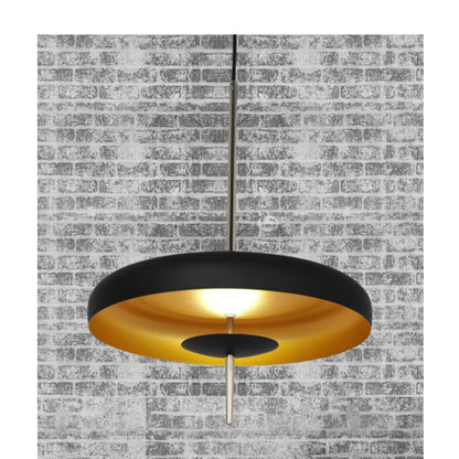 JS-GL-15400-1BK - BLACK & GOLD & CHROME Metal Hanging Light