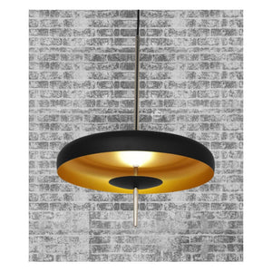 JS-GL-15400-1BK - BLACK & GOLD & CHROME Metal Hanging Light