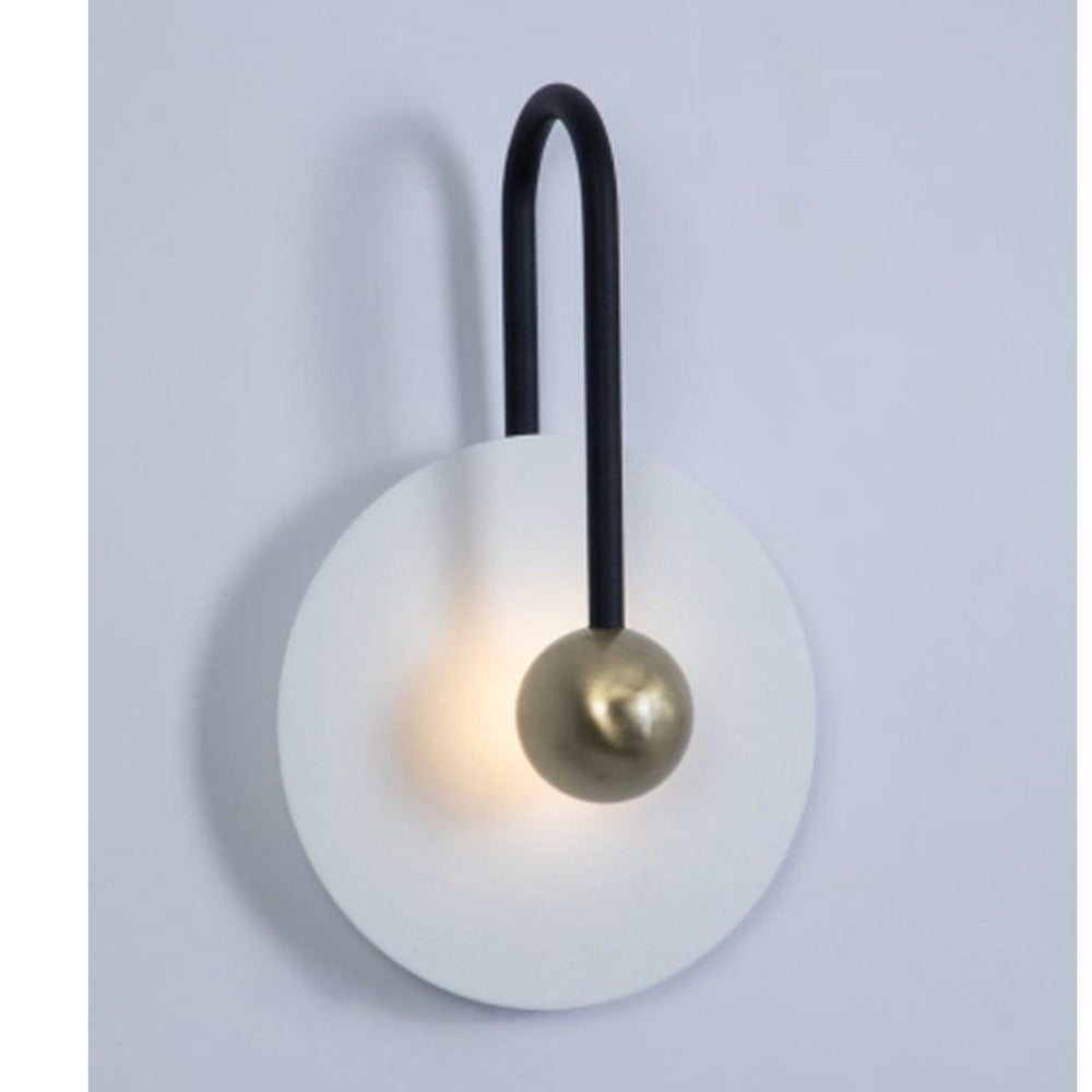 JS-GL-1567-1WH - BLACK & WHITE & ANTIQUE BRASS METAL & ACRYLIC Glass Wall Light