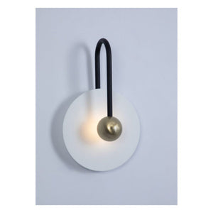 JS-GL-1567-1WH - BLACK & WHITE & ANTIQUE BRASS METAL & ACRYLIC Glass Wall Light