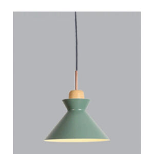 JS-GL-16016-GR - GREEN & WHITE WOOD Metal Hanging Light