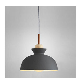 JS-GL-16017-GY - GREY & WHITE WOOD Metal Hanging Light