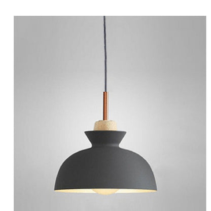 JS-GL-16017-GY - GREY & WHITE WOOD Metal Hanging Light