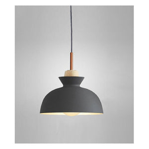 JS-GL-16017-GY - GREY & WHITE WOOD Metal Hanging Light