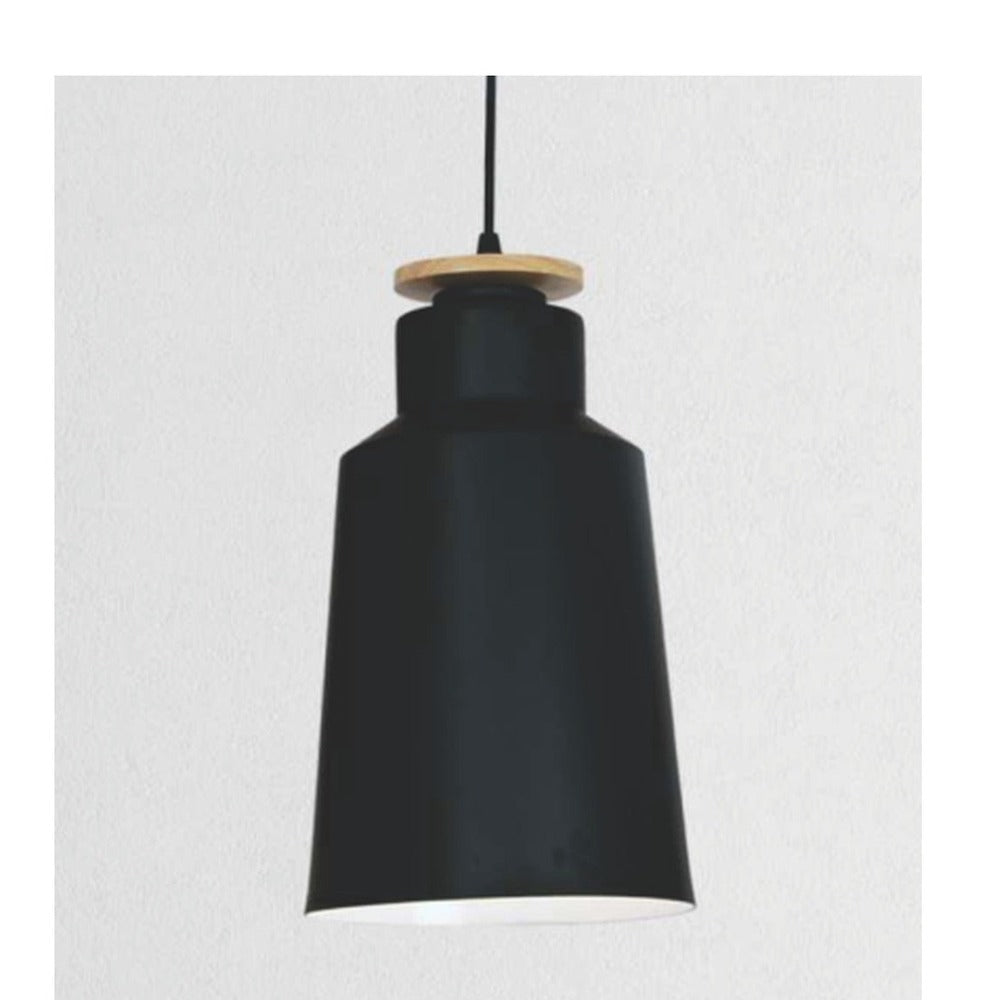JS-GL-16019-195 - BLACK & WHITE WOOD Metal Hanging Light