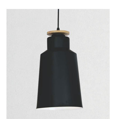 JS-GL-16019-195 - BLACK & WHITE WOOD Metal Hanging Light