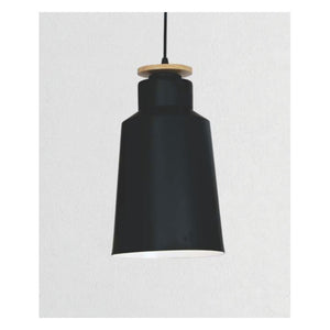 JS-GL-16019-195 - BLACK & WHITE WOOD Metal Hanging Light