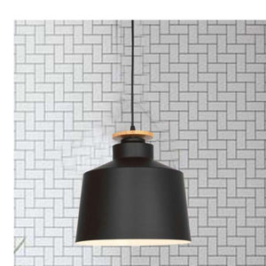 JS-GL-16019-275 - BLACK & WHITE WOOD Metal Hanging Light