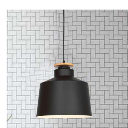 JS-GL-16019-275 - BLACK & WHITE WOOD Metal Hanging Light