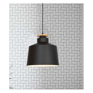 JS-GL-16019-275 - BLACK & WHITE WOOD Metal Hanging Light