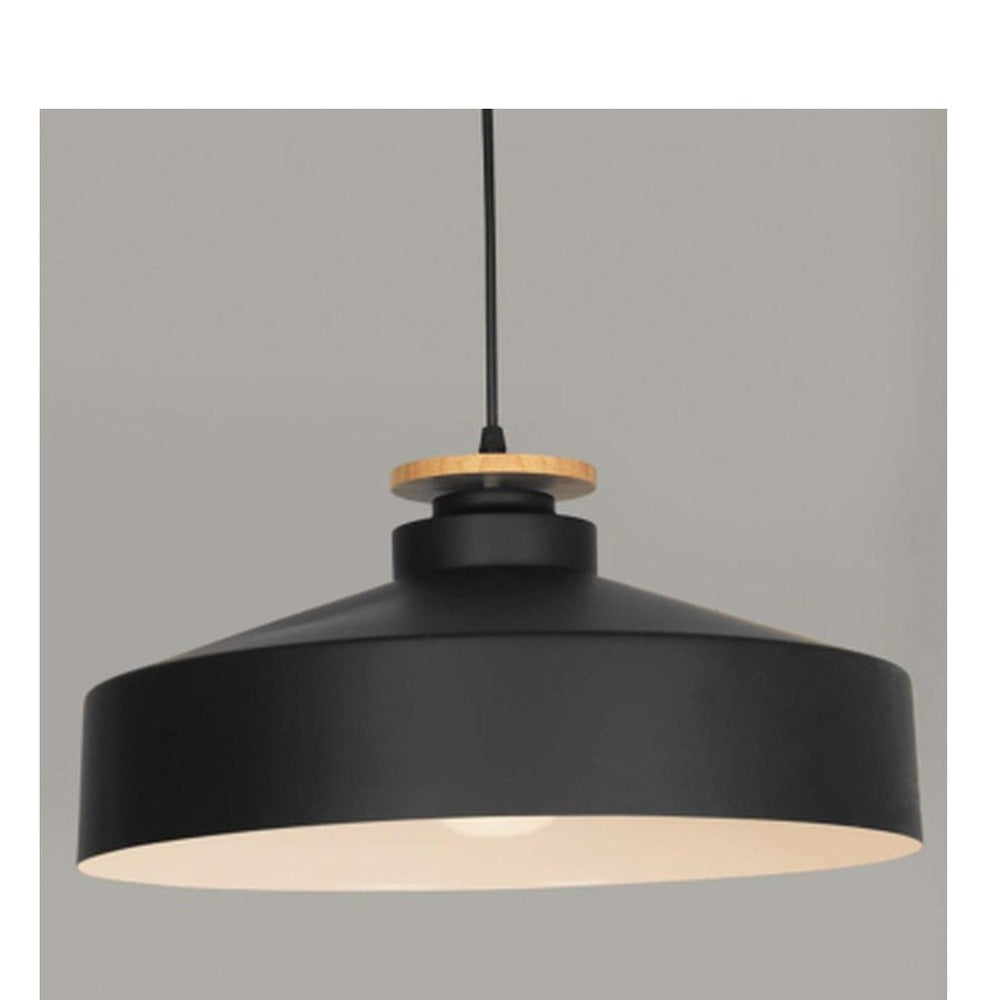 JS-GL-16019-400 - BLACK & WHITE WOOD Metal Hanging Light