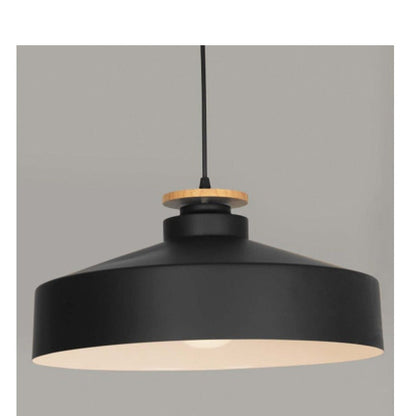 JS-GL-16019-400 - BLACK & WHITE WOOD Metal Hanging Light