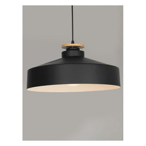 JS-GL-16019-400 - BLACK & WHITE WOOD Metal Hanging Light