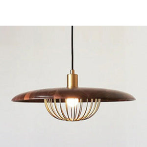 JS-GL-16020-DW - DARKWOOD & MATT GOLD Metal Hanging Light