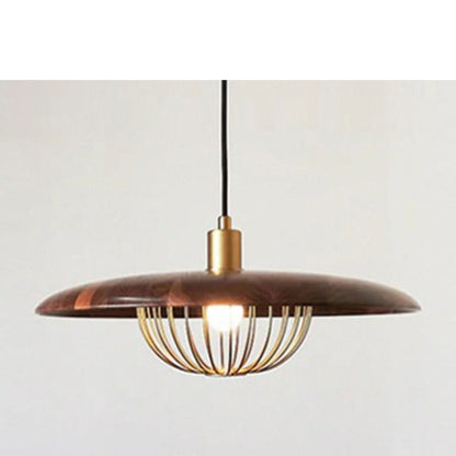 JS-GL-16020-DW - DARKWOOD & MATT GOLD Metal Hanging Light