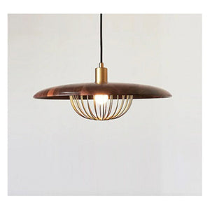 JS-GL-16020-DW - DARKWOOD & MATT GOLD Metal Hanging Light