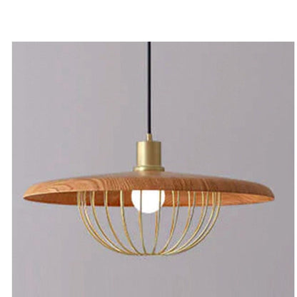 JS-GL-16021-LW - LIGHTWOOD & MATT GOLD Metal Hanging Light
