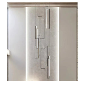 JS-GL-1612-12 - Black Metal & Acrylic Double Height Chandelier