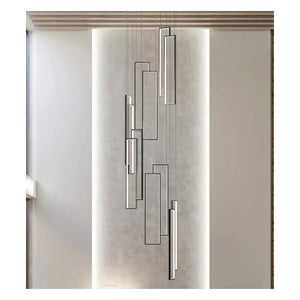 JS-GL-1612-12 - Black Metal & Acrylic Double Height Chandelier