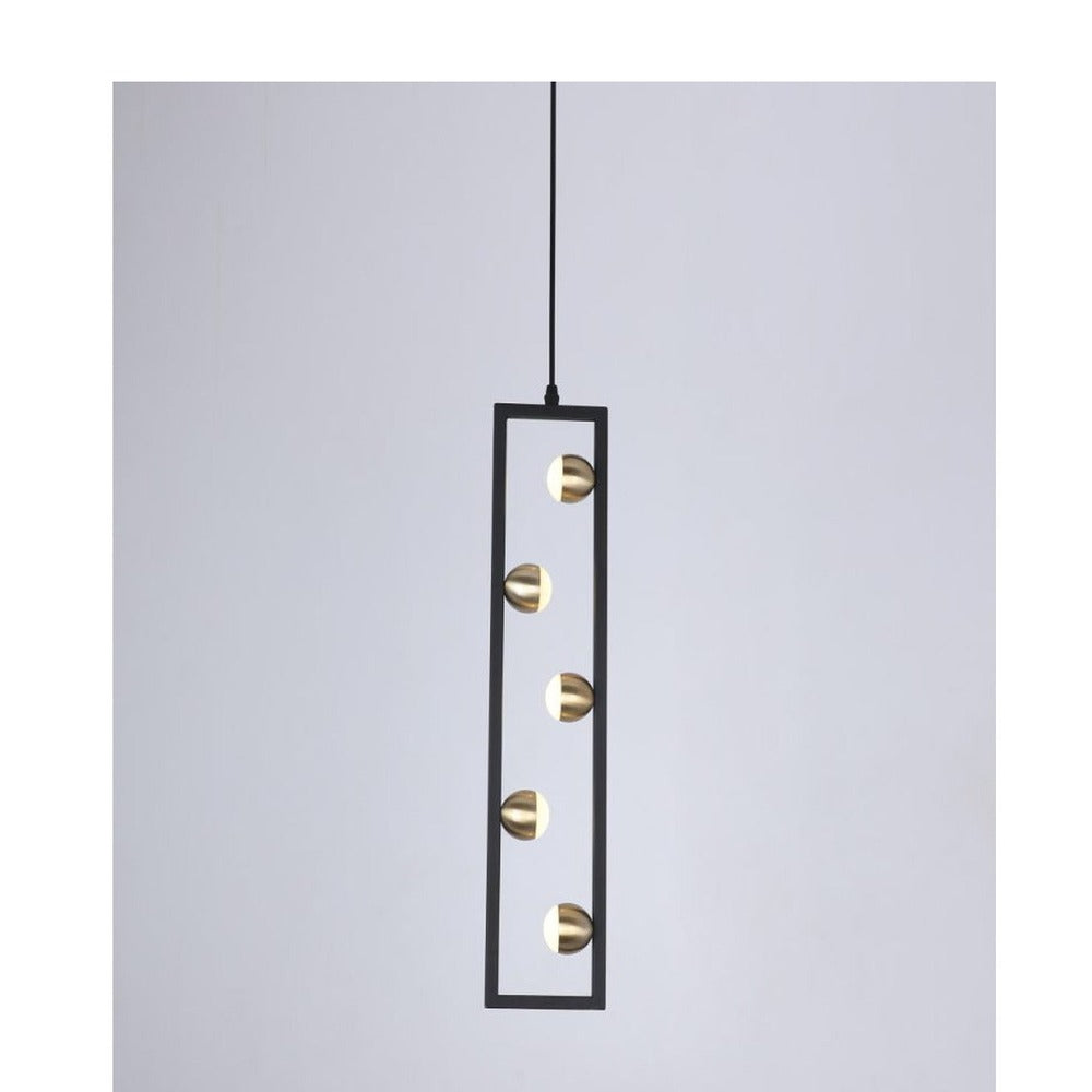 JS-GL-1625-H - Antique Brass & Black Metal & Acrylic Led Hanging Light
