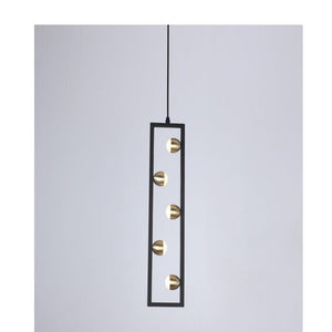 JS-GL-1625-H - Antique Brass & Black Metal & Acrylic Led Hanging Light