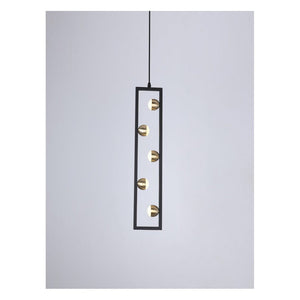 JS-GL-1625-H - Antique Brass & Black Metal & Acrylic Led Hanging Light