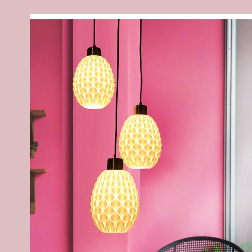 JS-GL-1652-3 - ANTIQUE BRASS METAL & PLA Modern Hanging Light