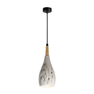 JS-GL-168 - Black Metal & Wood Concrete Hanging Light
