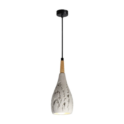 JS-GL-168 - Black Metal & Wood Concrete Hanging Light