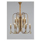 JS-GL-19038-6+6 - ANTIQUE BRASS METAL & CRYSTALS Candle Arm Chandelier