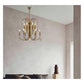 JS-GL-19038-6+6 - ANTIQUE BRASS METAL & CRYSTALS Candle Arm Chandelier
