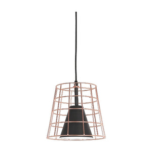 JS-GL-19070-1COP - BLACK & COPPER & WHITE Metal Hanging Light