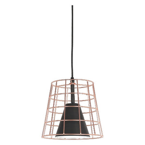 JS-GL-19070-1COP - BLACK & COPPER & WHITE Metal Hanging Light