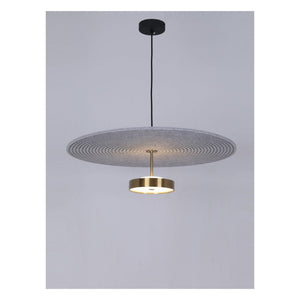 JS-GL-1923-H 600 - Antique Brass & Black Metal & Acrylic & Acoustic Modern Hanging Light