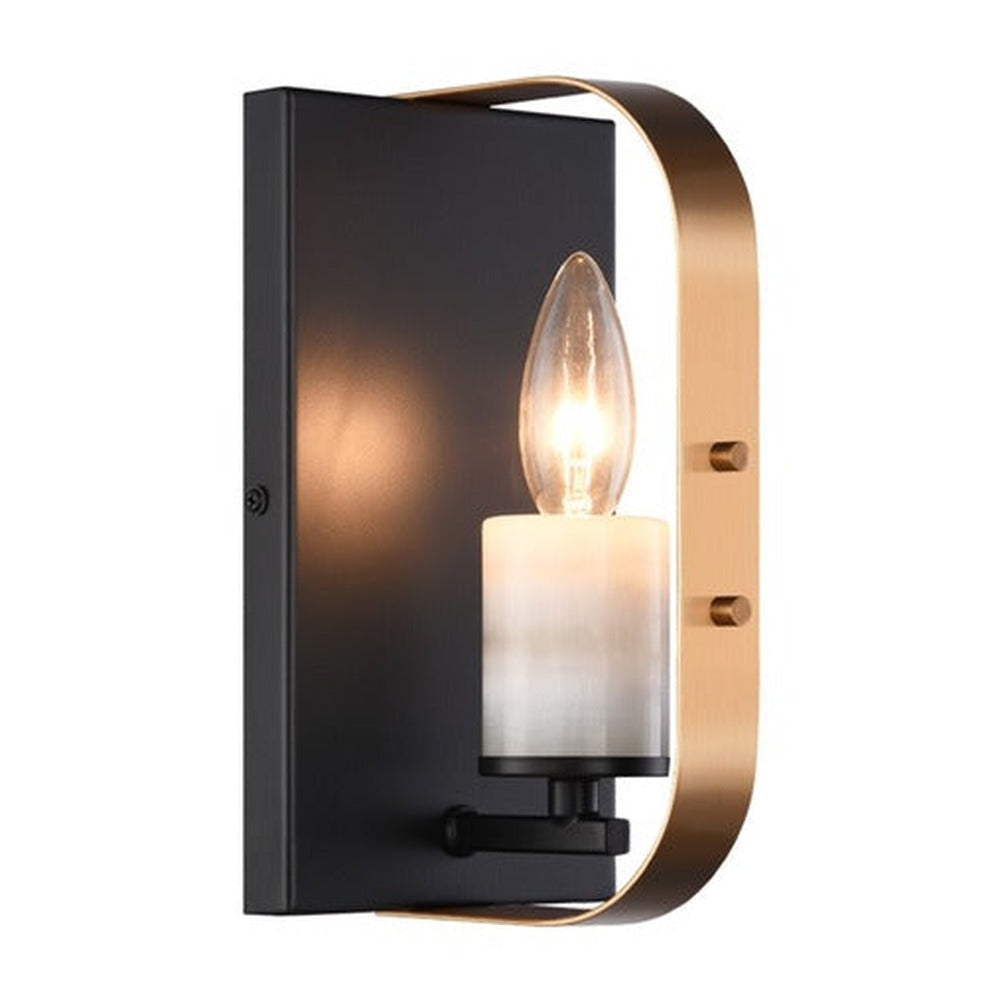 JS-GL-19313-1 - Antique Brass & Black Metal & Marble Modern Wall Light